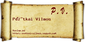 Pátkai Vilmos névjegykártya